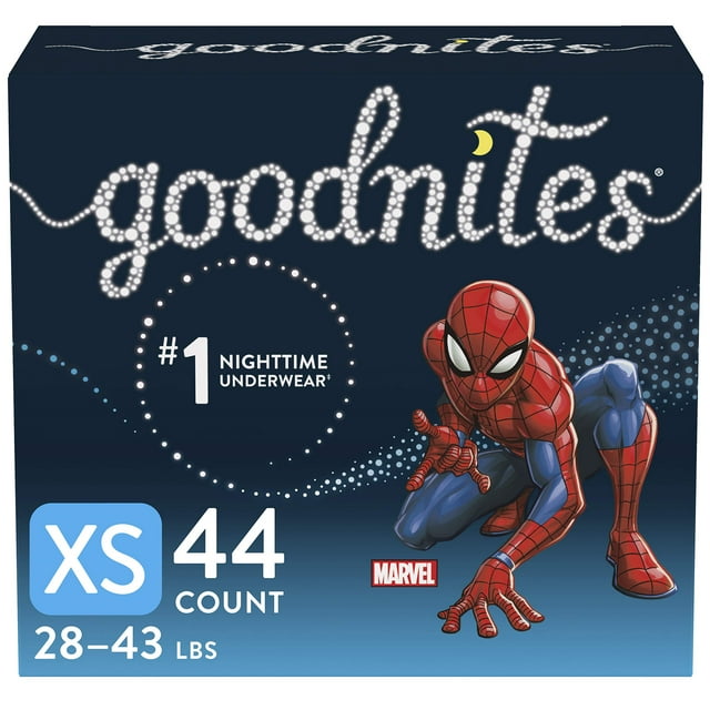 Goodnites Boys' Nighttime Bedwetting Underwear, Size Extra Small (28-43 lbs), 22 Count (Pack of 2), Packaging May GoodNites