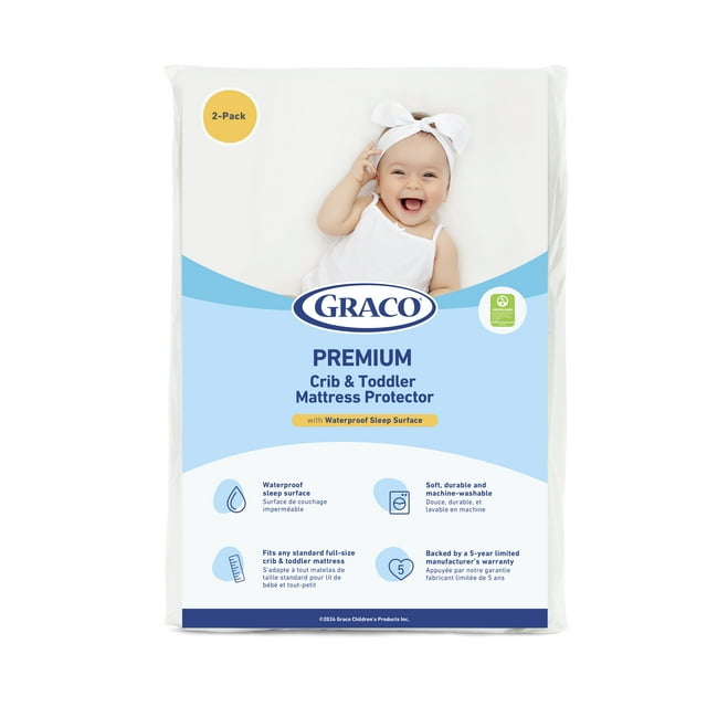 Graco Premium Waterproof Crib and Toddler Mattress Protector, 2 Pack Visit the Graco Store