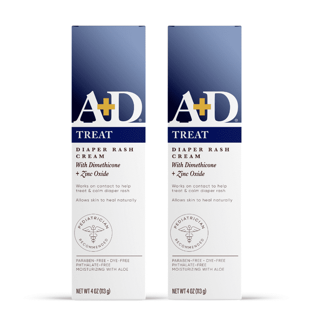 A+D Zinc Oxide Diaper Rash Cream - Soothes & Treats Diaper Rash - Zinc Oxide 10% Dimethicone 1% - Healing Skin Ointment for Red, Irritated Skin - 4oz A+D