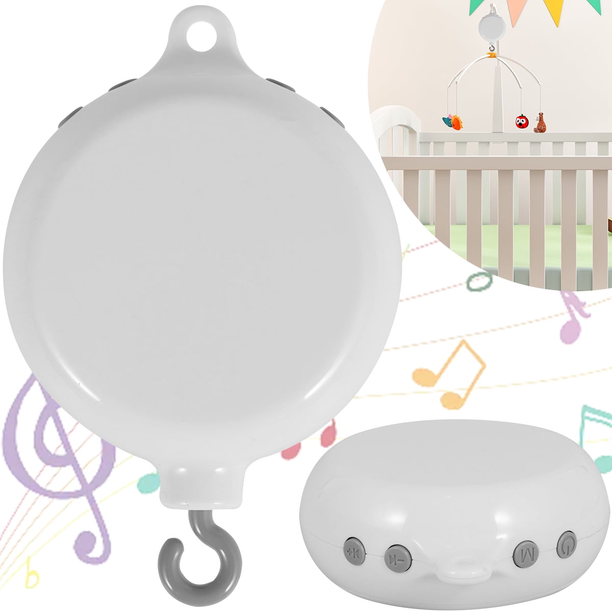 GHOJET Baby Mobile Music Box Baby Crib Mobile Motor Box Baby Mobile Rotary Music Box Battery Operated Crib Mobile Motor with 3 Modes 35 Lullabies Crib Mobile Music Box Xiyztok