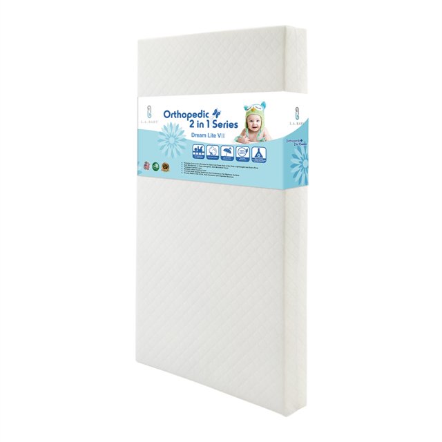 LA Baby Dream Lite VII 2 in 1 Crib Mattress with Seamless Edge, White L.A. Baby