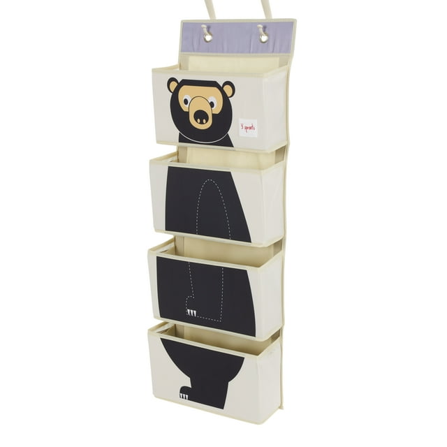 3 Sprouts Organizador de Almacenamiento de Cesta Colgante de Pared de Cuarto de Niños Bear 3 Sprouts