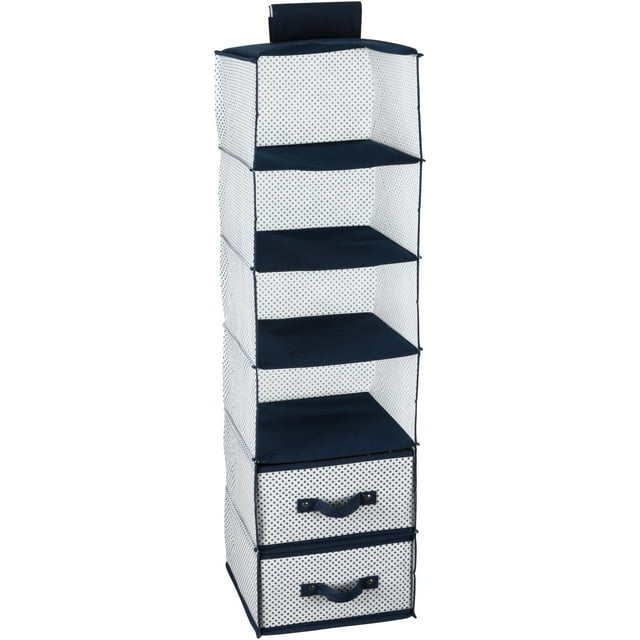 Delta Children 6-Shelf Hanging Storage Unit with 2 Drawers, Navy Delta Children