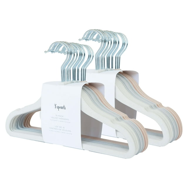 3 Sprouts Baby Velvet, Non-Slip Clothes Hangers - Pack of 30 - Hazelnut 3 Sprouts