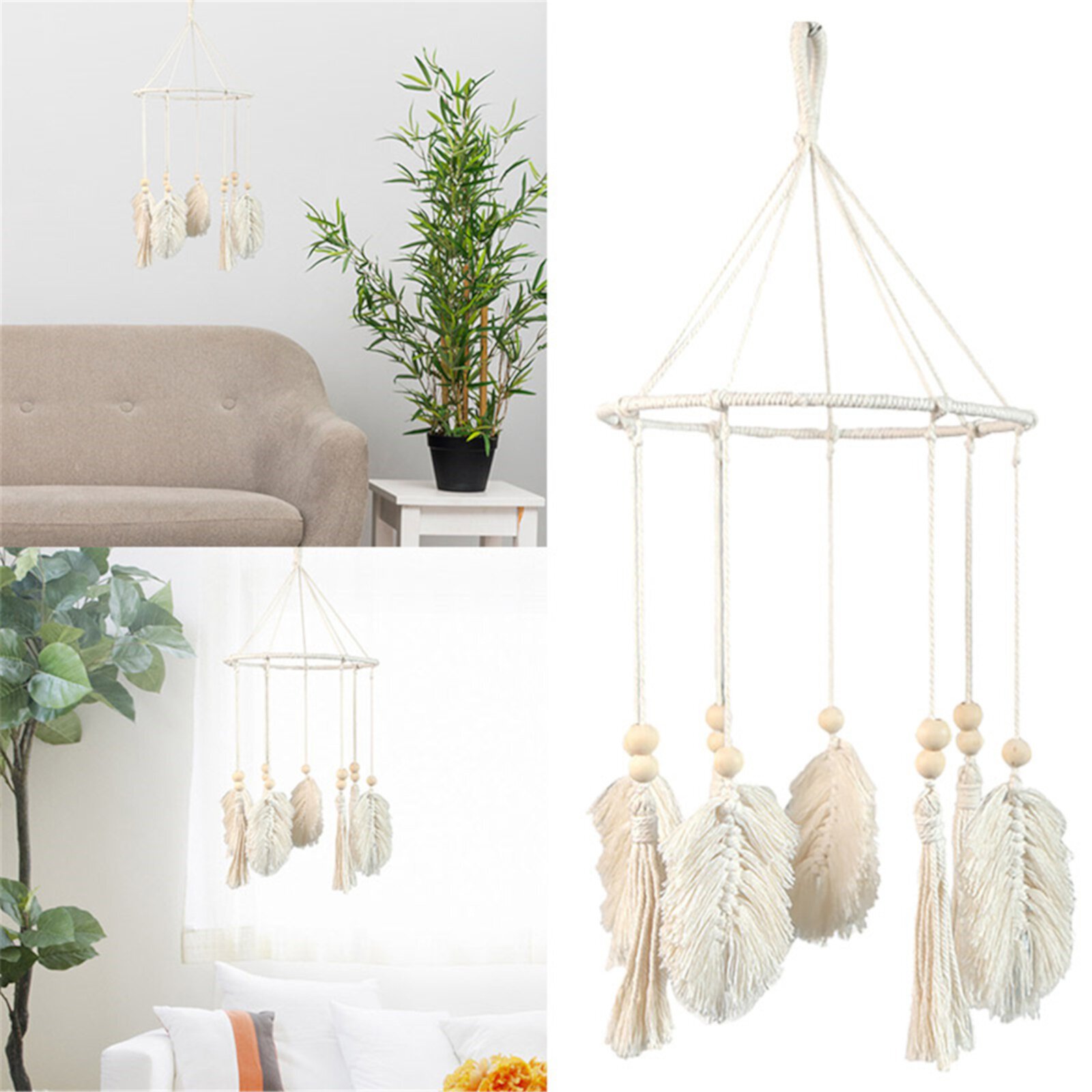 FENGYIKEJI Hangs,Bed Mobile Toys Cotton Woven Macrame Boho Dreamcatcher Tapastry Hanging Nursery Decor for Baby Room Crib Bed FENGYIKEJI