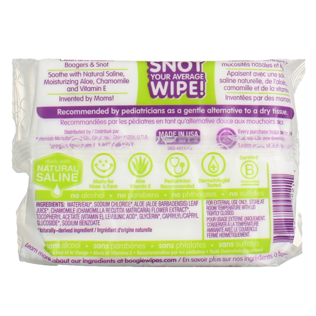 Boogie Wipes Gentle Saline Nose Wipes, Unscented, 30 Ct Boogie