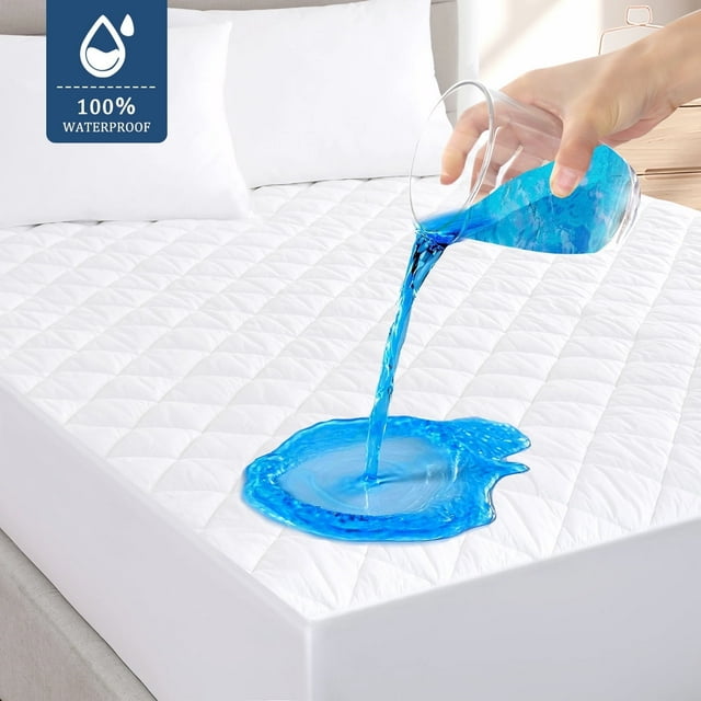 Queen Size Waterproof Mattress Protector, Breathable Air Fabric Mattress Cover, Hypoallergenic & Noiseless Topper Protector, Machine Washable, 8-21'' Deep Pocket Cshidworld