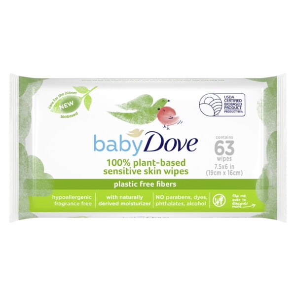 Baby Dove Sensitive Skin Wipes 100% plant based fibers Dove