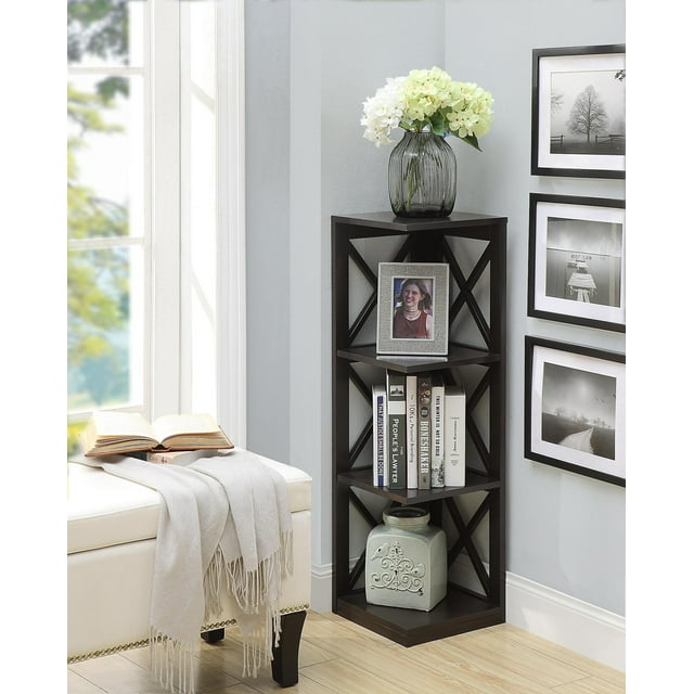 Convenience Concepts Oxford 3 Tier Corner Bookcase, Multiple Finishes Convenience Concepts