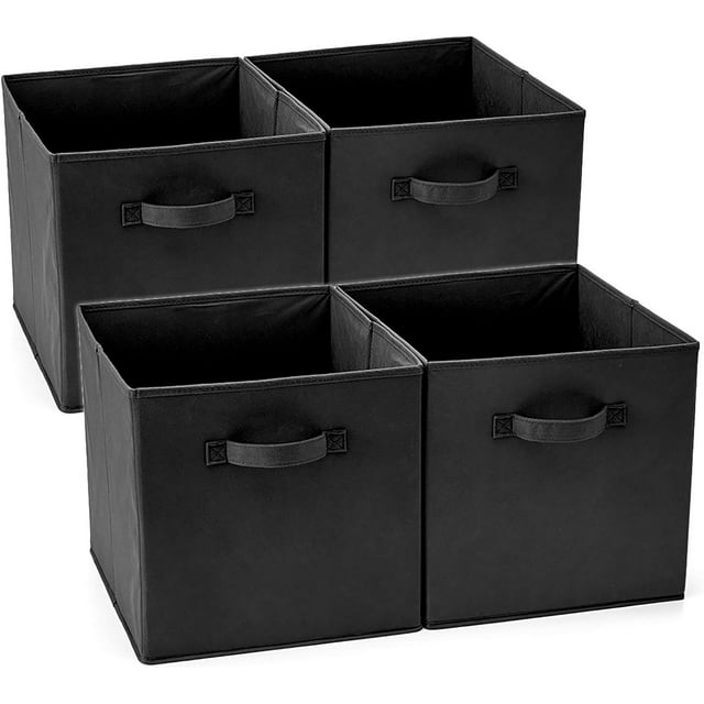 EZOWare Set of 4 Foldable Fabric Basket Bins, Collapsible Storage Organizer Cube 10.5 x 10.5 x 11 inch for Nursery, Playroom, Kids, Living Room - (Kale Green) EZOWare