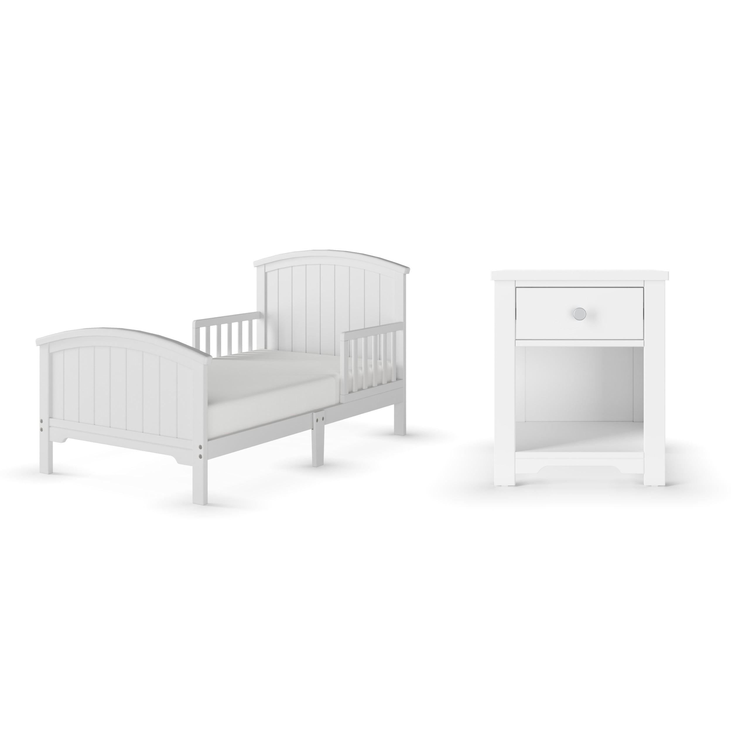 Child Craft Hampton Toddler Bed and Nightstand Bedroom Furniture Set, Includes Toddler Bed and Nightstand, Low to Ground Bed Design (Dusty Heather) Child Craft