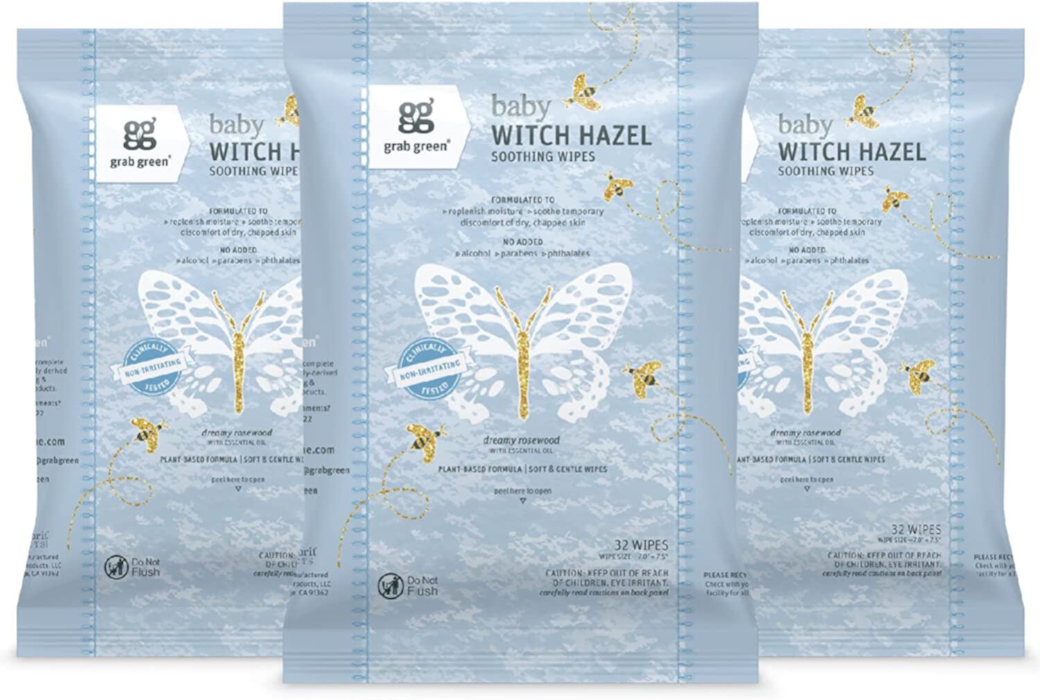 Grab Green Baby Witch Hazel Soothing Wipes, 96 Wipes (3 Pack) Grab Green