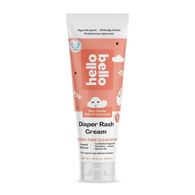 Hello Bello Diaper Rash Cream, Vegan Cruelty-Free Non-Nano Zinc Oxide, 4 fl. oz Hello Bello