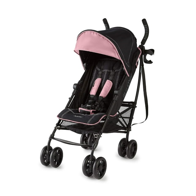 Summer Infant 3Dlite+ Convenience Stroller, Pink/Matte Black Lightweight Umbrella Stroller with Oversized Canopy, Extra-Large Storage and Compact Fold 3Dlite+ Pink/Matte Black Summer Infant