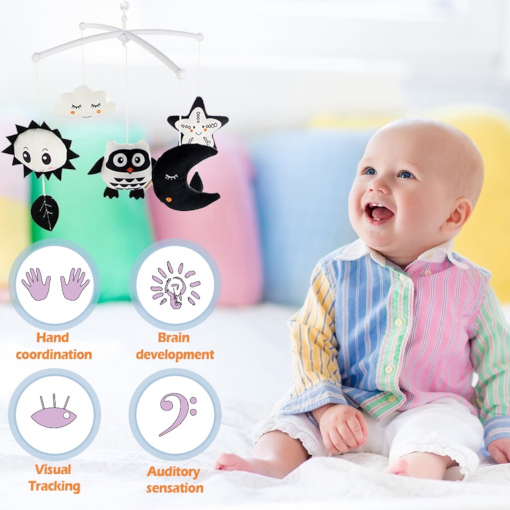 vocheer Baby Nursery Musical Crib Mobile Toy with Detachable Bracket and Doll, Beetle Vocheer