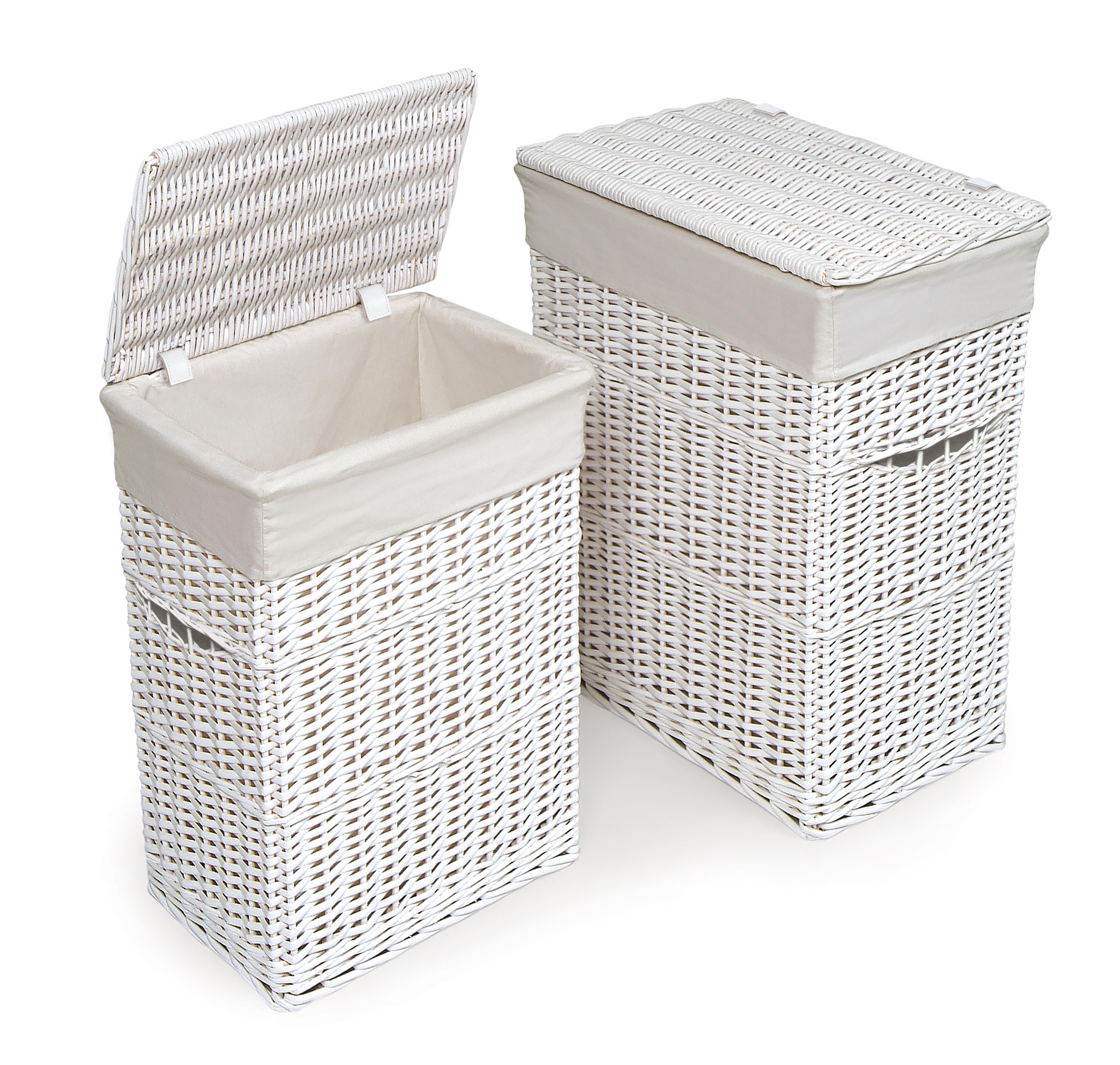 Badger Basket Wicker Two Hamper Set with Liners - Natural Badger Basket