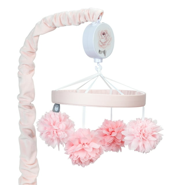 Lambs & Ivy Signature Botanical Baby Pink Floral Musical Baby Crib Mobile Lambs & Ivy