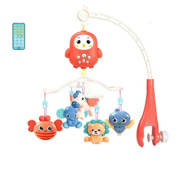 Baby Musical Crib Mobile With Hanging Rotating Toys Remote Control Bed Bell Music Box Night Light For Toddlers HAZUUNN