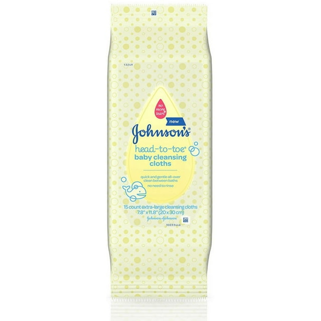 Johnsons Head-To-Toe Baby Cleansing Cloths 15 ea (Pack of 2) Johnson's