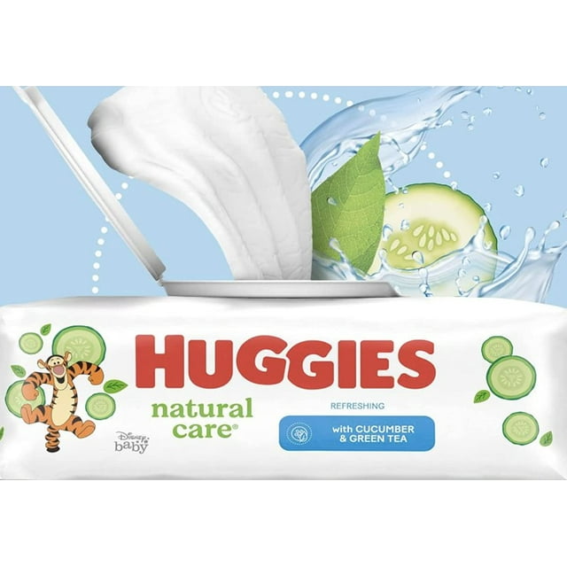 HUGGIES Refreshing Clean Scented Baby Wipes, Hypoallergenic, Refillable Pop-up Tub (64 Total Wipes) Huggies