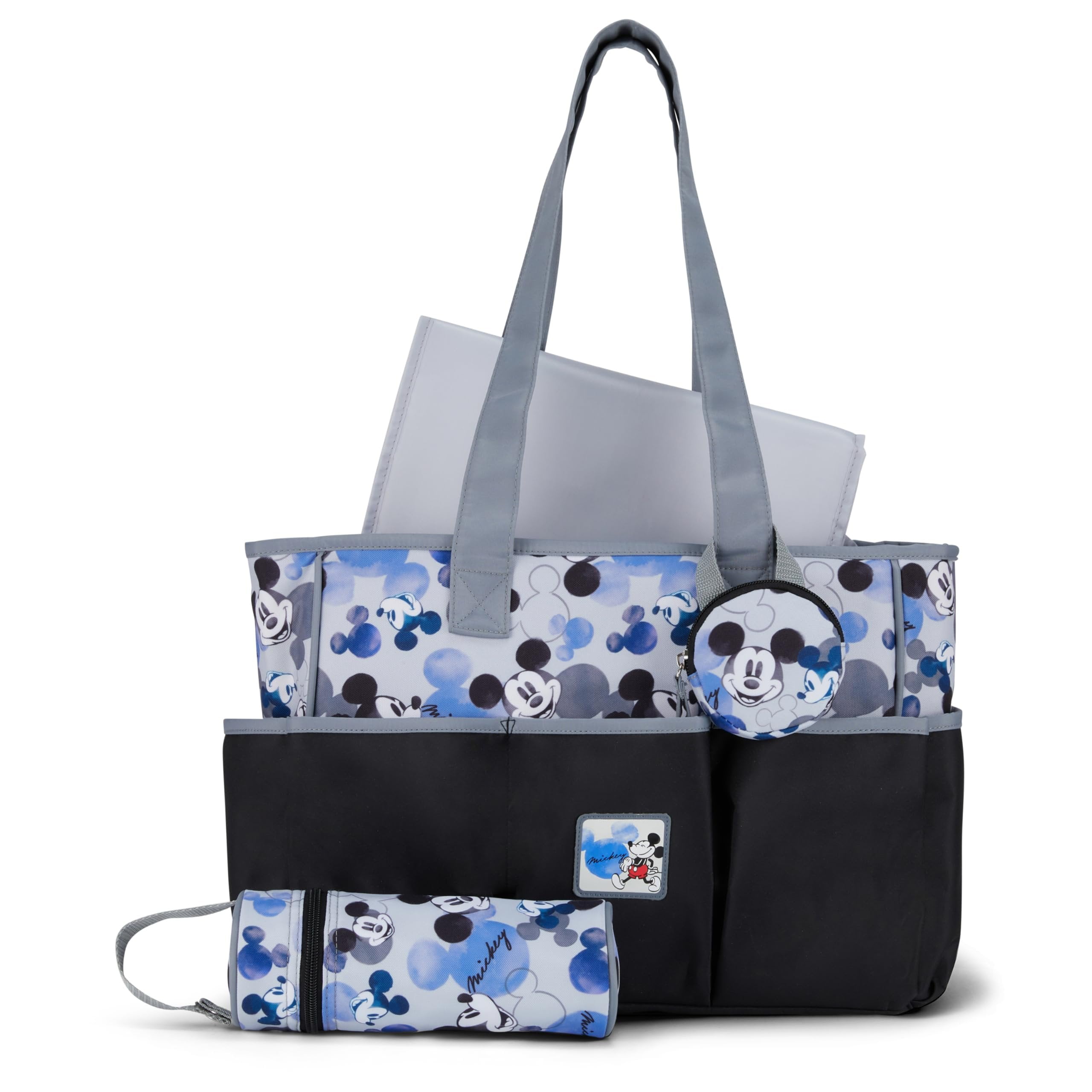 Disney Baby Multi-Functional Travel Tote Diaper Bag with Changing Pad, Mickey Blue White Disney