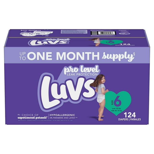 Luvs Pro Level Leak Protection Diapers (Size 6 -124 ct. (35+ lb.) Luvs