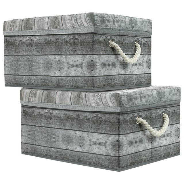 Wooden Pattern Storage Box - Grey (2 Pack) Sorbus