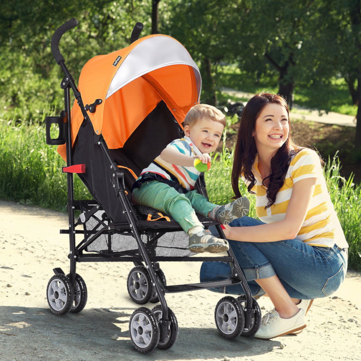 Infans Folding Lightweight Baby Toddler Umbrella Travel Stroller w/ Storage Basket INFANS