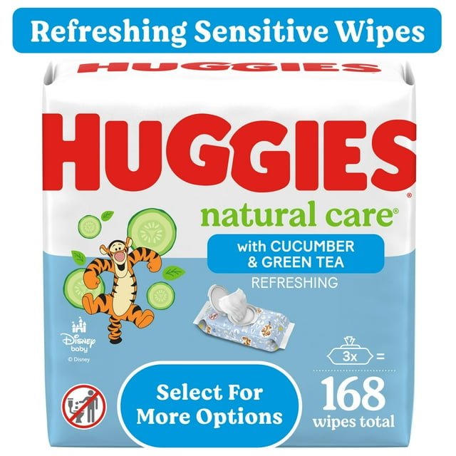 Huggies Natural Care Refreshing Toallitas Húmedas para Bebés Perfumadas, Paquete de 3, 168 Unidades en Total (Seleccione para Ver Más Opciones) Huggies