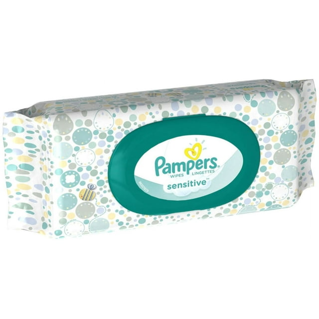 Pampers Baby Wipes Sensitive, W/Fitment, 56 count (Pack of 3) Pampers