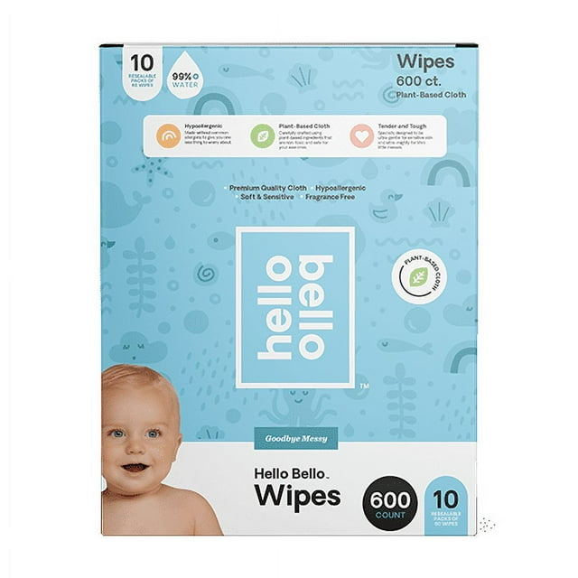 Hello Bello Baby Wipes, Unscented, 600 Count Hello Bello