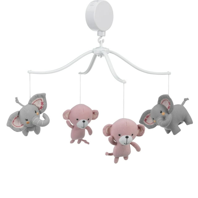 Bedtime Originals Twinkle Toes Musical Baby Crib Mobile - Pink, Gray, Animals Bedtime Originals