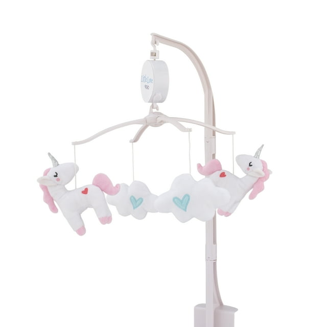 Little Love by NoJo Rainbow Unicorn Aqua and White Musical Mobile, Infant Nursery, Girl Little Love by NoJo