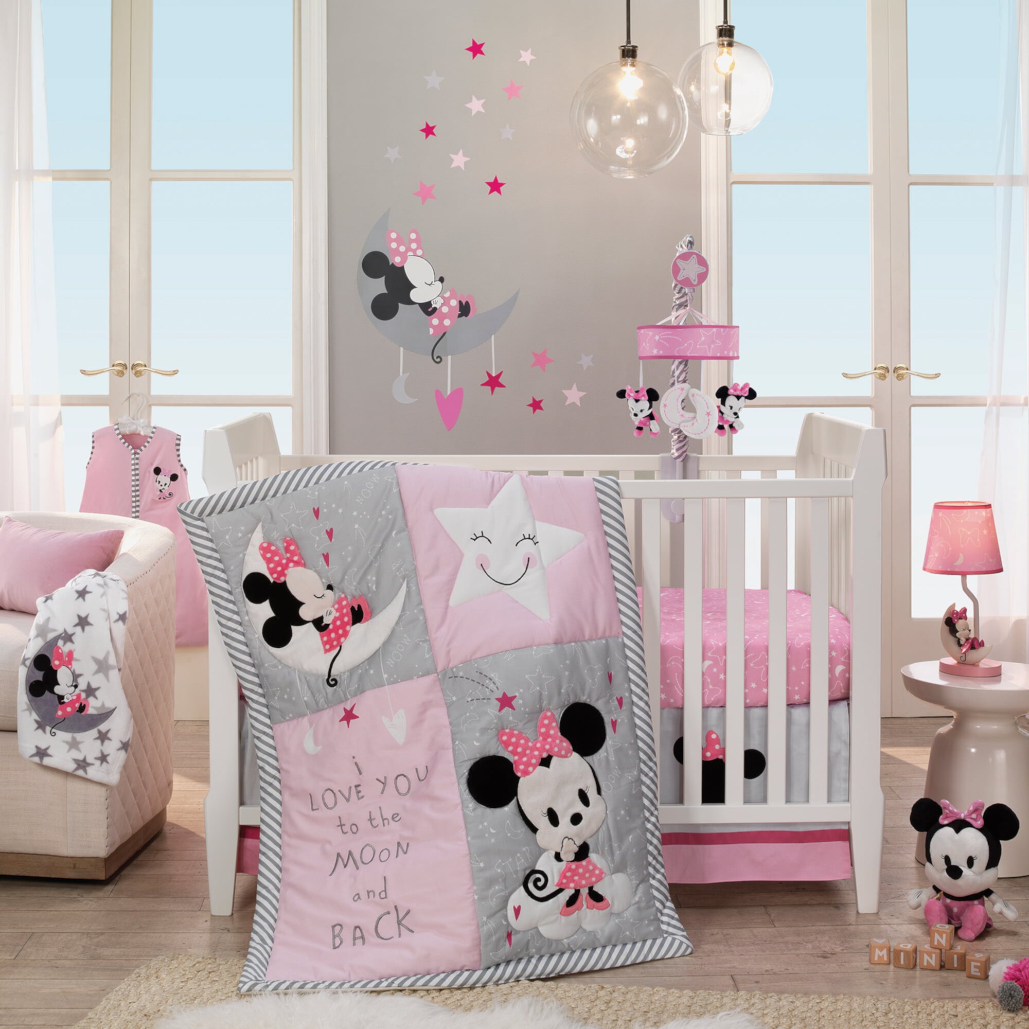 Disney Baby Minnie Mouse Gray/White Fleece Baby Blanket by Lambs & Ivy Lambs & Ivy