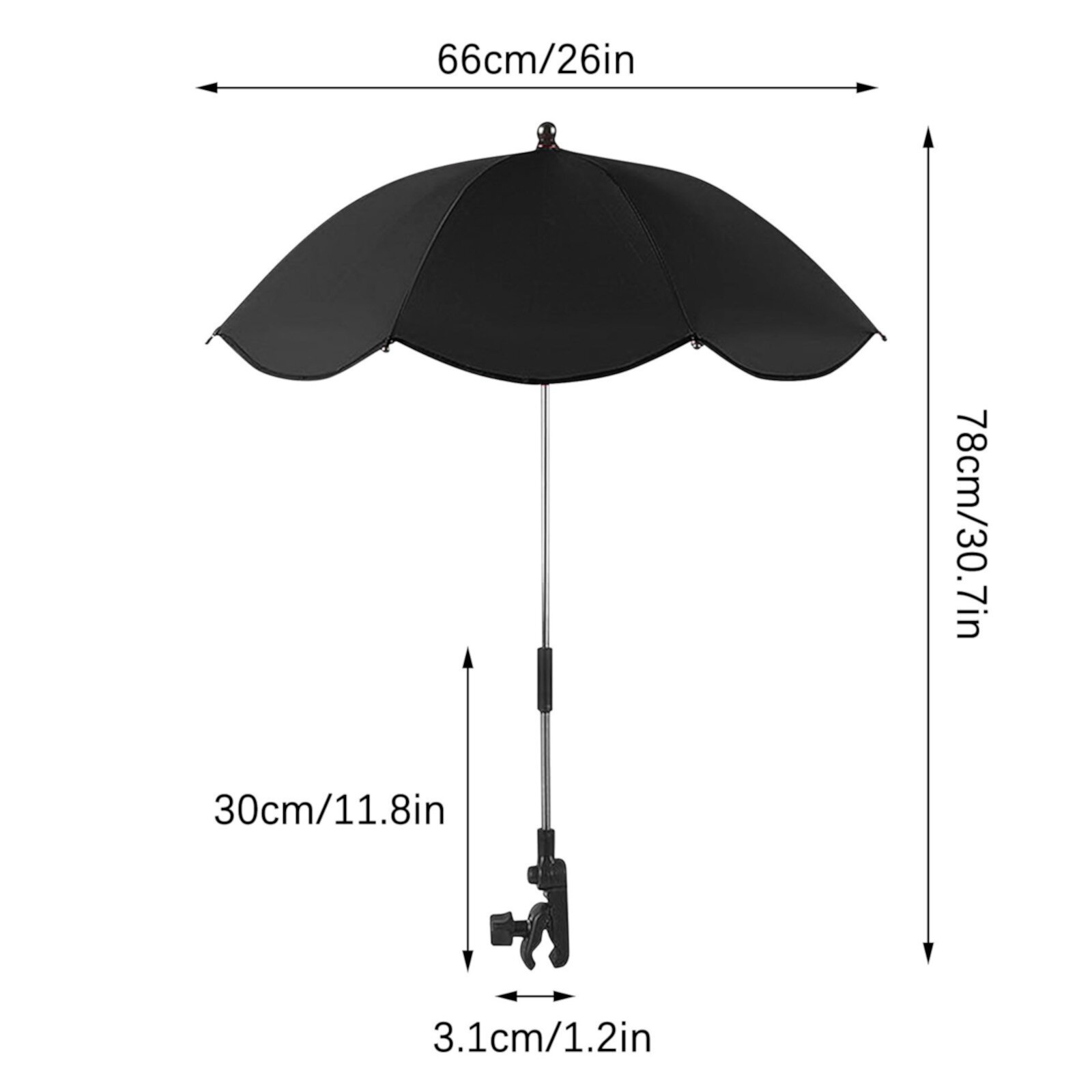 Apmemiss Clearance Baby Umbrella Stroller Parasol with Clamp Adjustable, UV Protection Clip on Umbrella Stroller for Toddlers 1-3 Stroller Sun Shade Umbrella for Trolley, Beach Chair, Wheelchair Apmemiss