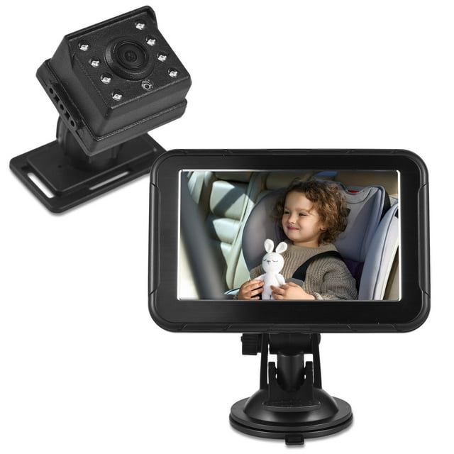 Anself Baby Car Back Seat Camera, 5" 1080P HD Monitor Screen, Night Vision Baby Car Mirror Anself