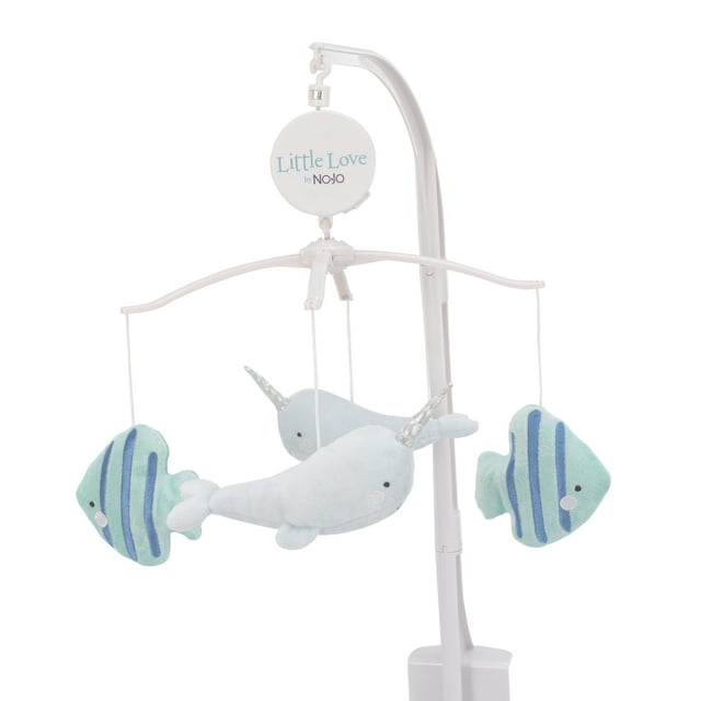 Little Love by NoJo Underwater Adventure - Narwhals and Fish Navy, Grey and Light Blue Musical Mobile Little Love by NoJo