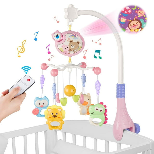 Crib Mobile with Music and Lights, Baby Mobiles for Cribs, Nursery Musical Mobile for Bassinets Toys Hanging Girls Boys Xueyu