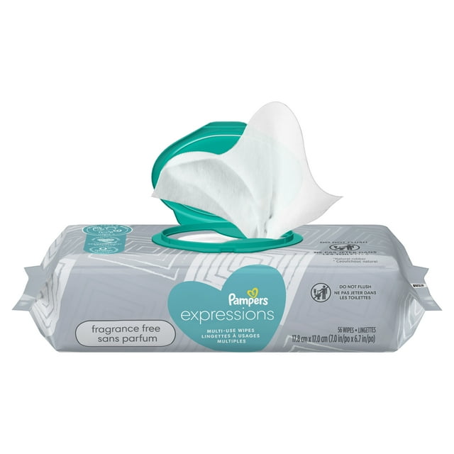 Pampers Expression Baby Wipes, Unscented, 1 Flip-Top Pack (56 Total Wipes) Pampers