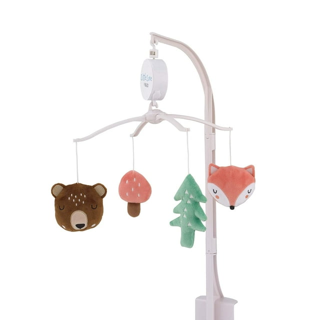 Little Love by NoJo Retro Happy Camper Orange, Brown and Green Forest Nursery Crib Musical Mobile with Bear, Fox, Mushroom and Pine Tree Happy Camper 1 Count (Pack of 1) Little Love by NoJo