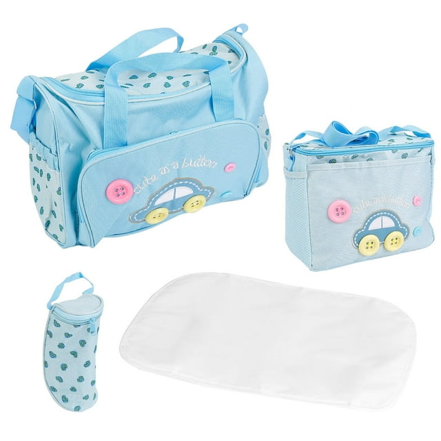 Moclever Diaper Mummy Travel Bag, 4Pcs Diaper Bag with Napping Changing Pad Shoulder Bag, Light Blue Moclever