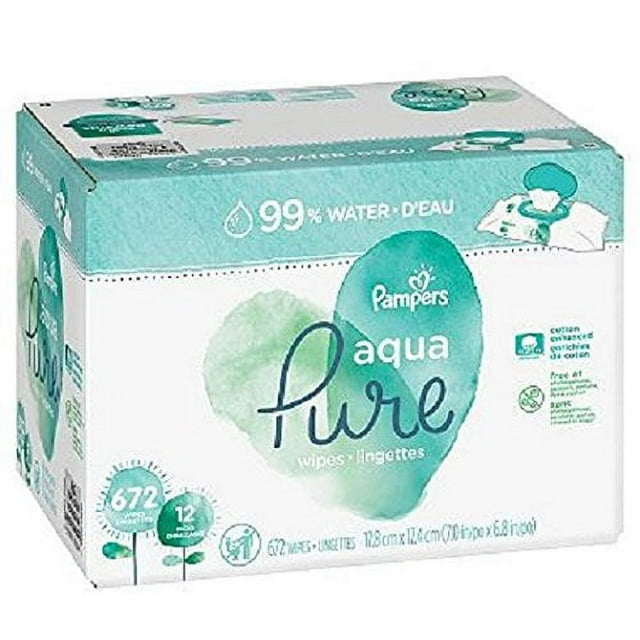 Pampers Aqua Pure Sensitive Water Baby Wipes, Hypoallergenic, 56 Count Pampers