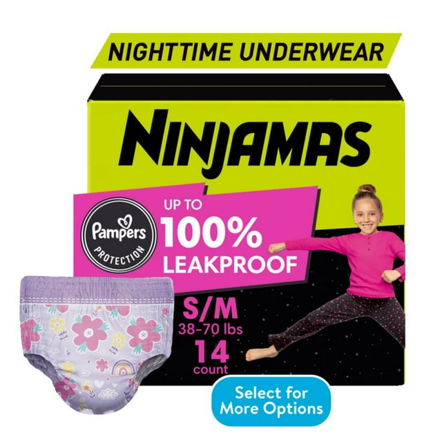 Pampers Ninjamas Nighttime Pants Toddler Girls Size L/XL, 34 Count (Select for More Options) Pampers