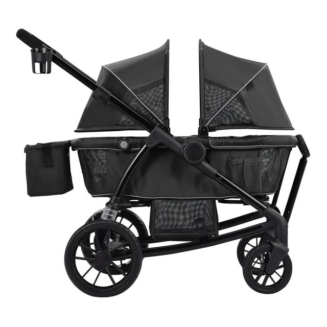 SKYSHALO Multi-Terrain Wagon Stroller, Dual-Seating, Easily Foldable for Travel, Comes with Shade Cover, Storage for Parents, Food Tray & Beverage Holders, Supports up to 55lbs per Seat SKYSHALO