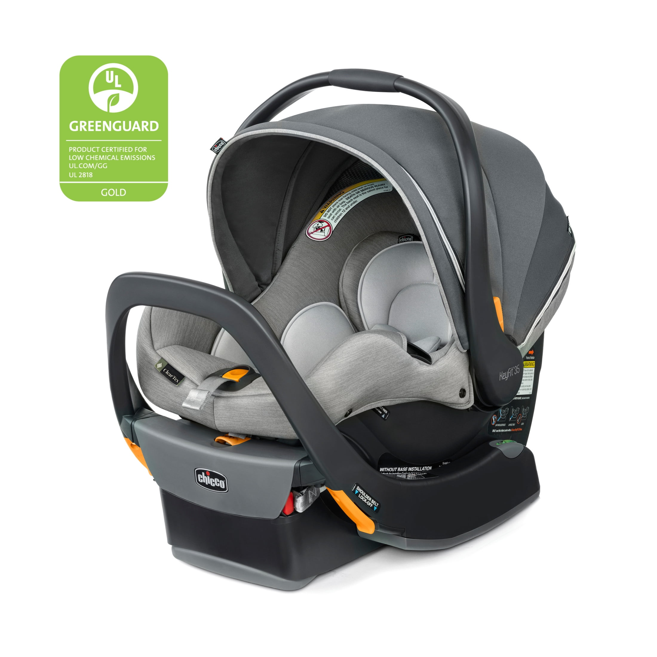 Chicco KeyFit 35 Zip ClearTex 35 lbs Extended Use Infant Car Seat - Ash (Grey), New Chicco