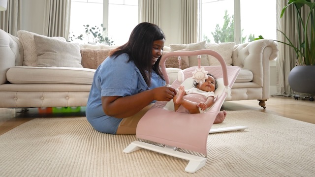 Baby Delight Alpine Deluxe Organic Portable Baby Bouncer, for Infants 0-6 Months, Organic Rose Visit the Baby Delight Store