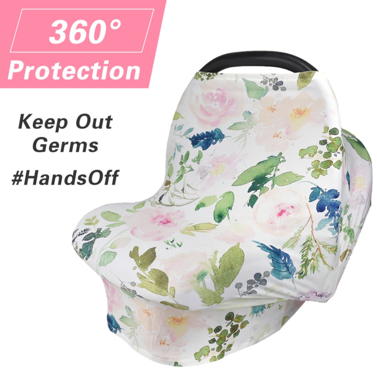 Amerteer Carseat Canopy & Nursing Cover, Stretchy & Ultra Soft Breastfeeding, Car seat & Stroller, Shopping Cart Covers for Boys or Girls, Best Stretchy Infinity Scarf and Shawl-Flower&Leaf Amerteer