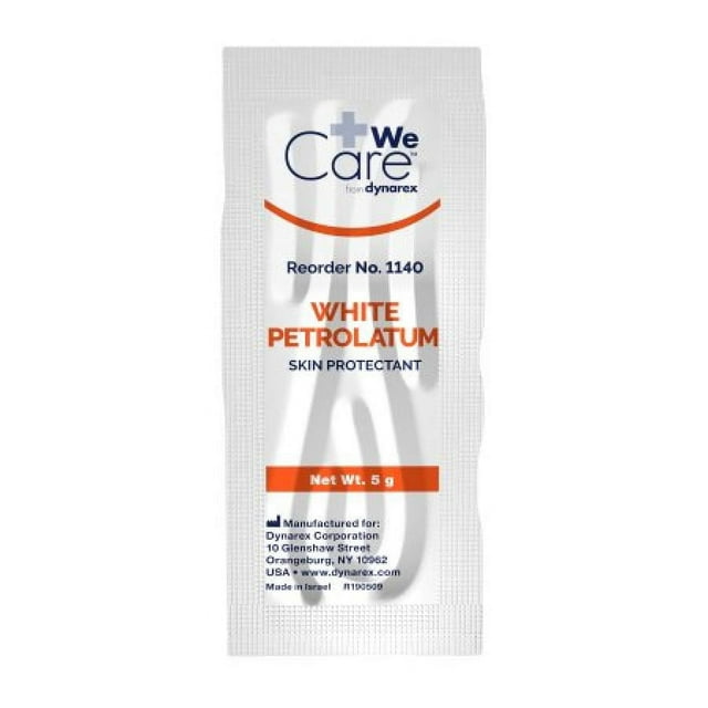 WeCare White Petrolatum Skin Protectant, 5 gram Individual Packet, 144 Count Dynarex