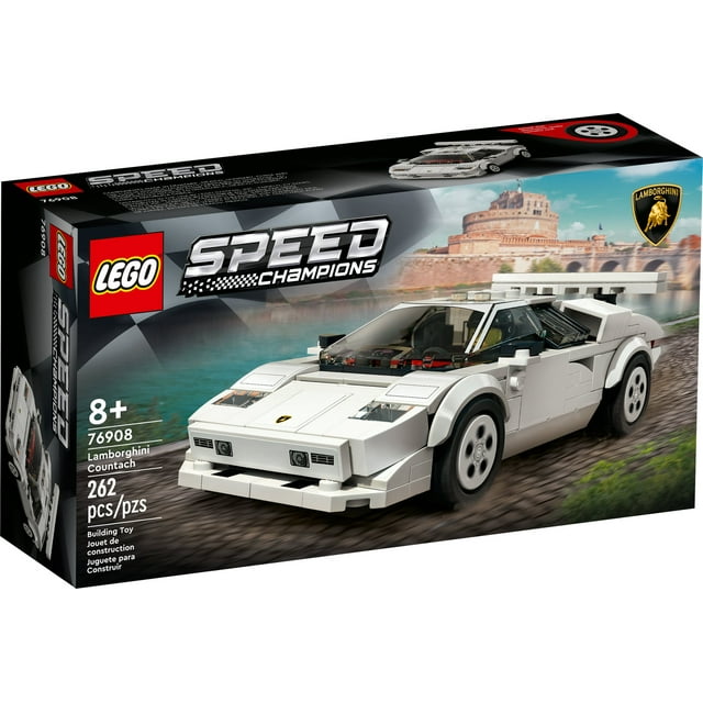 LEGO Speed Champions Lamborghini Countach 76908, Race Car Toy Model Replica, Collectible Building Set with Racing Driver Minifigure Lego