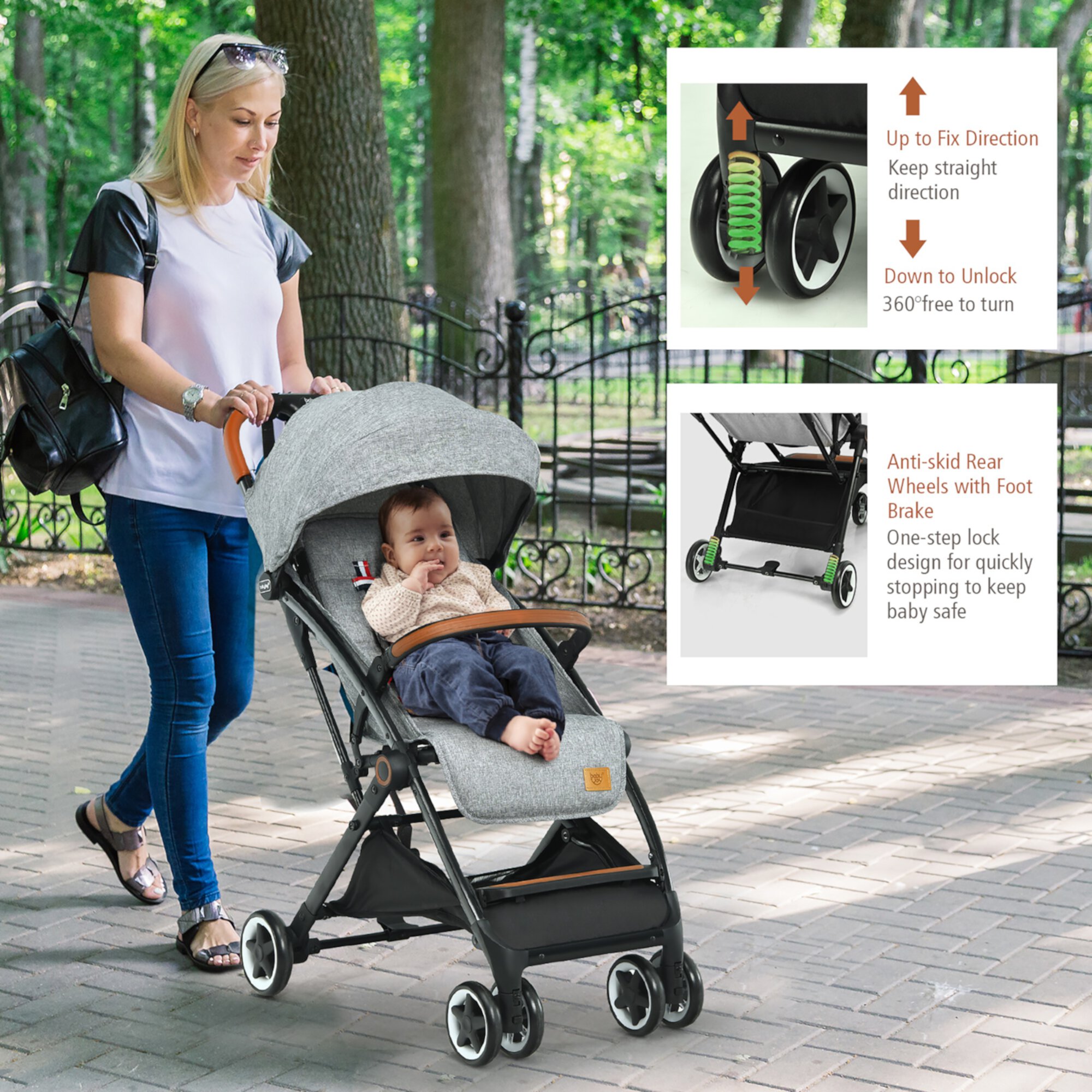 Babyjoy Lightweight Baby Stroller Aluminium Frame w/ Net for Travel Gray Visit the Costway Store